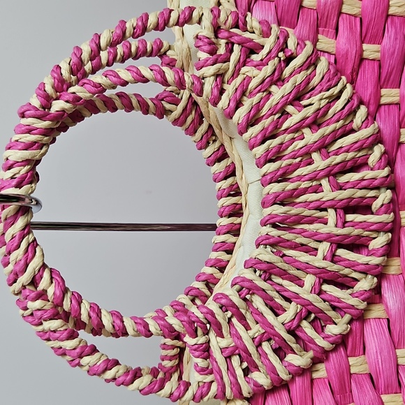 Nordstrom Pink and Cream Woven Tote - Picture 2 of 10